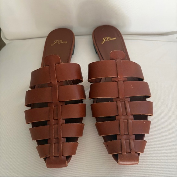 J. Crew Shoes - J. Crew Brown, Leather Strappy Mules.